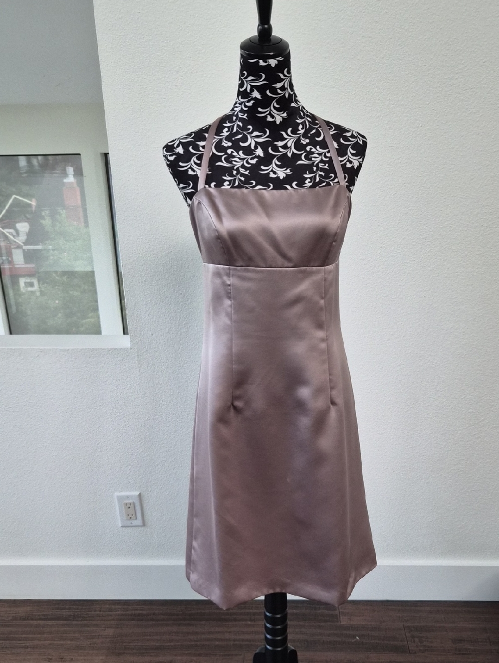 Nicole Miller Mauve Satin Halter Midi Dress